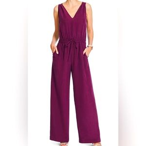 Sansara  Purple Sleeveless Jumpsuit with Wide-Leg Design